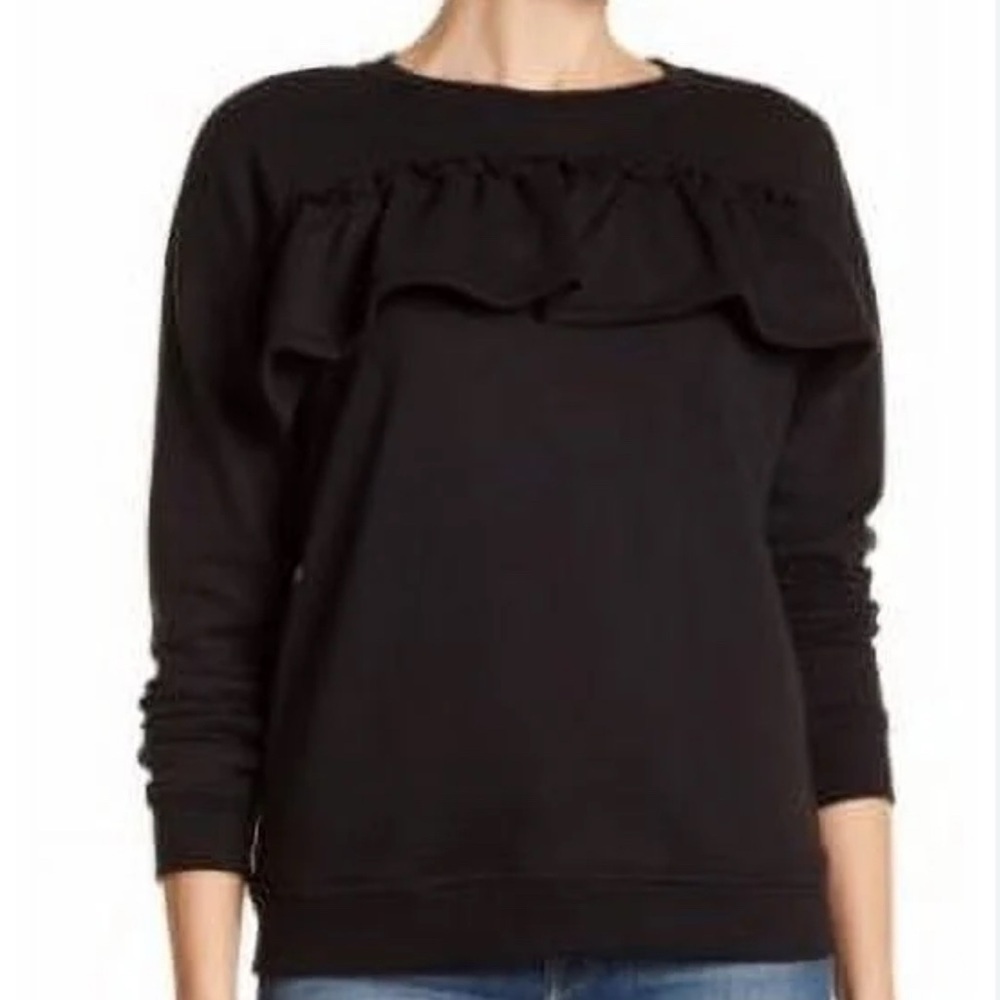 NATION LTD Black Ruffled Sweatshirt